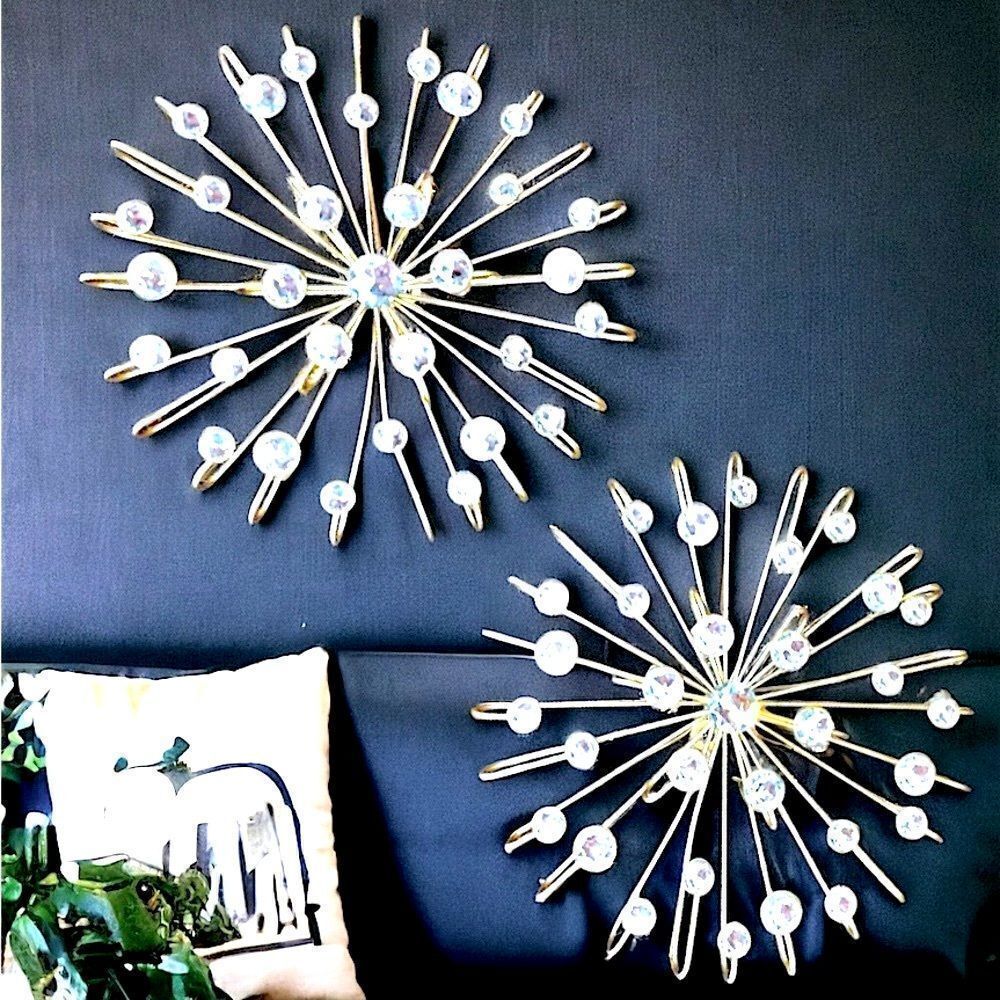 Starburst Wall Art Set l 2 10” Round l Gold Metal l Wall hanging l Home Decor